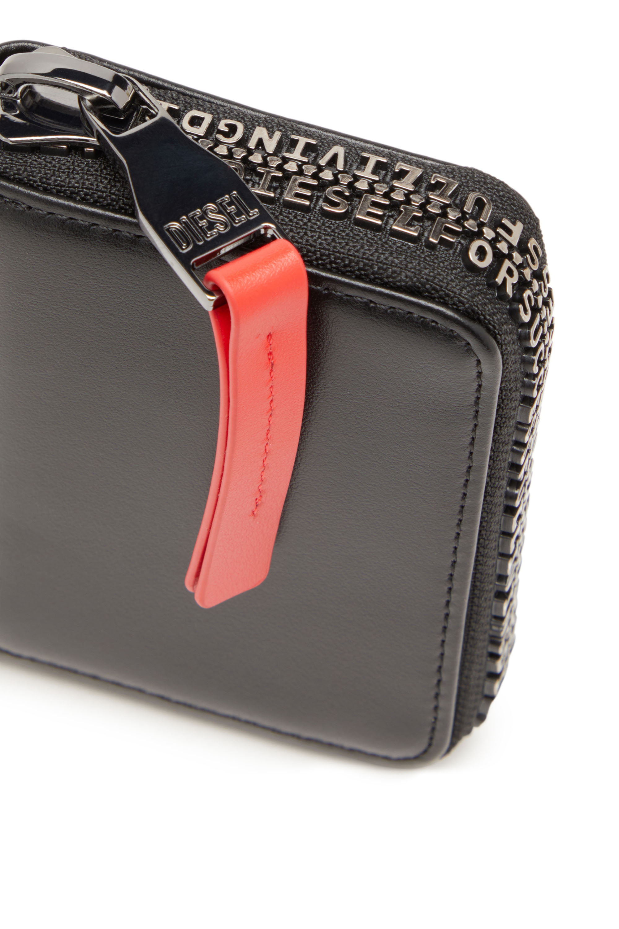 Diesel - ZIP-D KEY HOLDER 6, Man's Leather key holder with logo zip in Black - 4