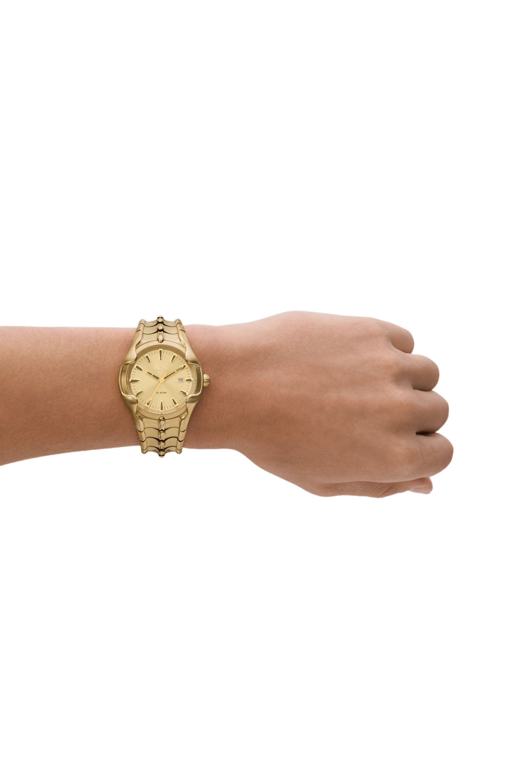 Diesel - DZ2186, Man's Vert Three-Hand Date Gold-Tone Stainless Steel Watch in Gold - 5