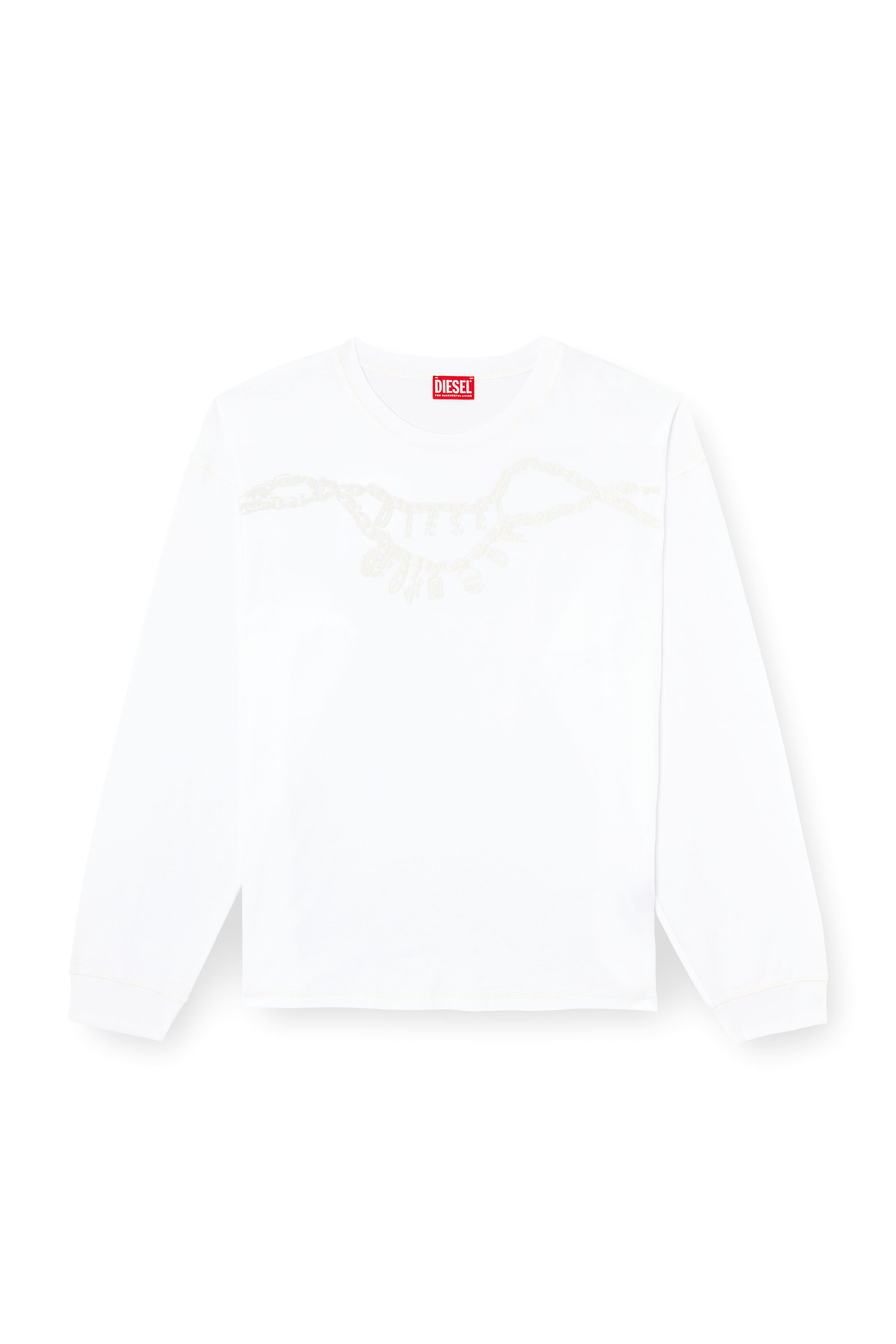 Diesel - T-BOXT-LS-HOSHI, Unisex's Long-sleeve T-shirt with charm necklace print in White - 3
