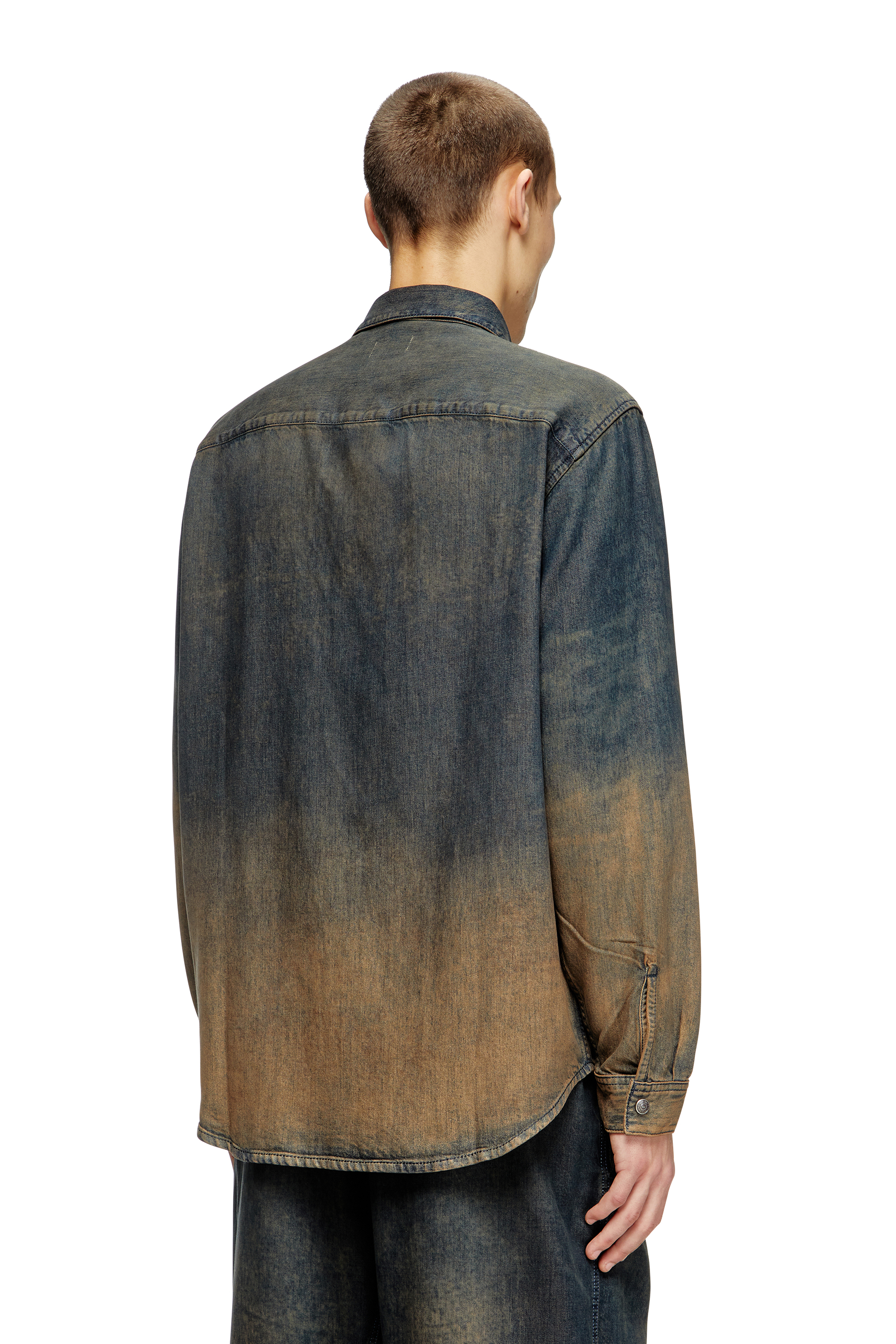 Diesel - D-SIMPLY-S8, Man's Shirt in fluid shaded denim in Dark Blue - 5