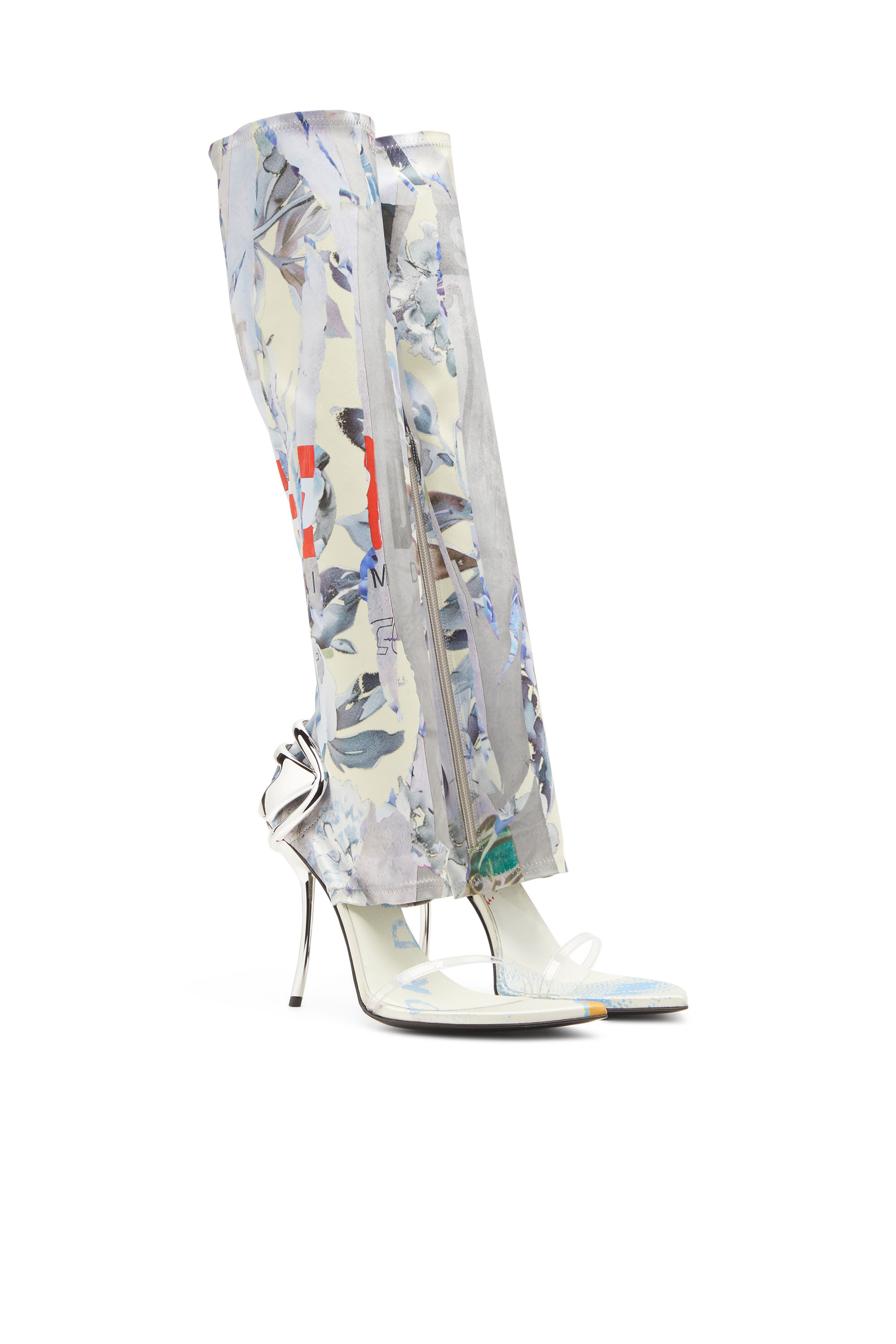 Diesel - D-TEN&HALF SDL KB, Woman's Hybrid sandals with graphic print in White/Blue - 3