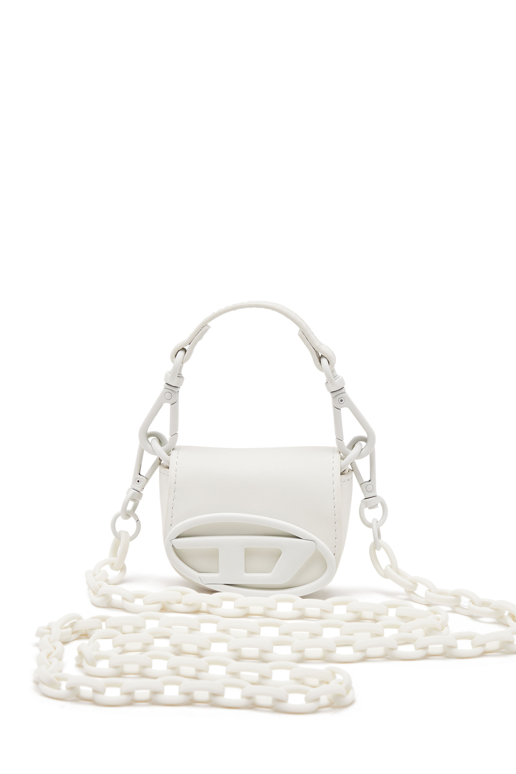 Diesel - 1DR XXS CHAIN, Woman's Iconic micro bag charm in matte leather in White - 1