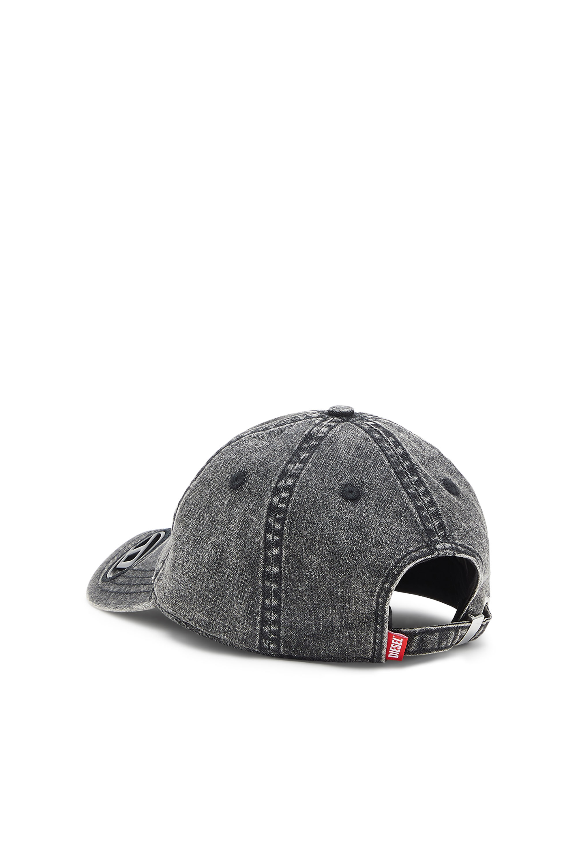 Diesel - C-AP-HOSHI, Man's Denim baseball cap with Oval D hardware in Black - 2