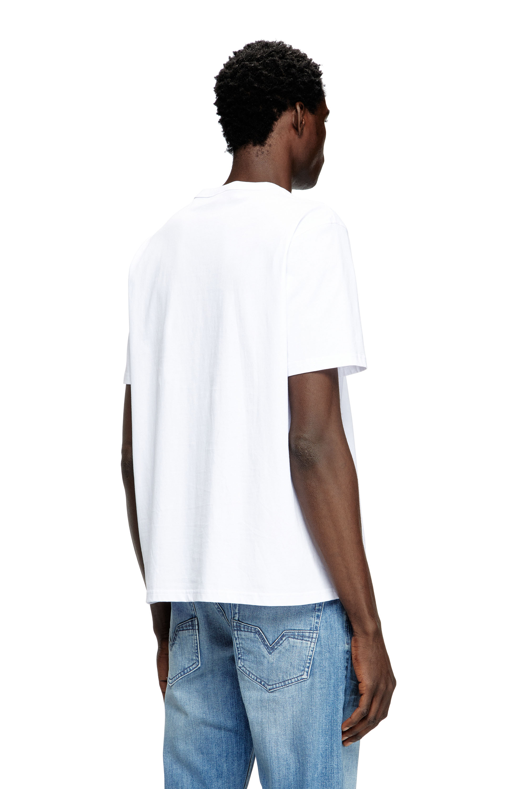 Diesel - T-ADJUST-MICRODIV, Unisex's T-shirt with micro-embroidered logo in White - 4