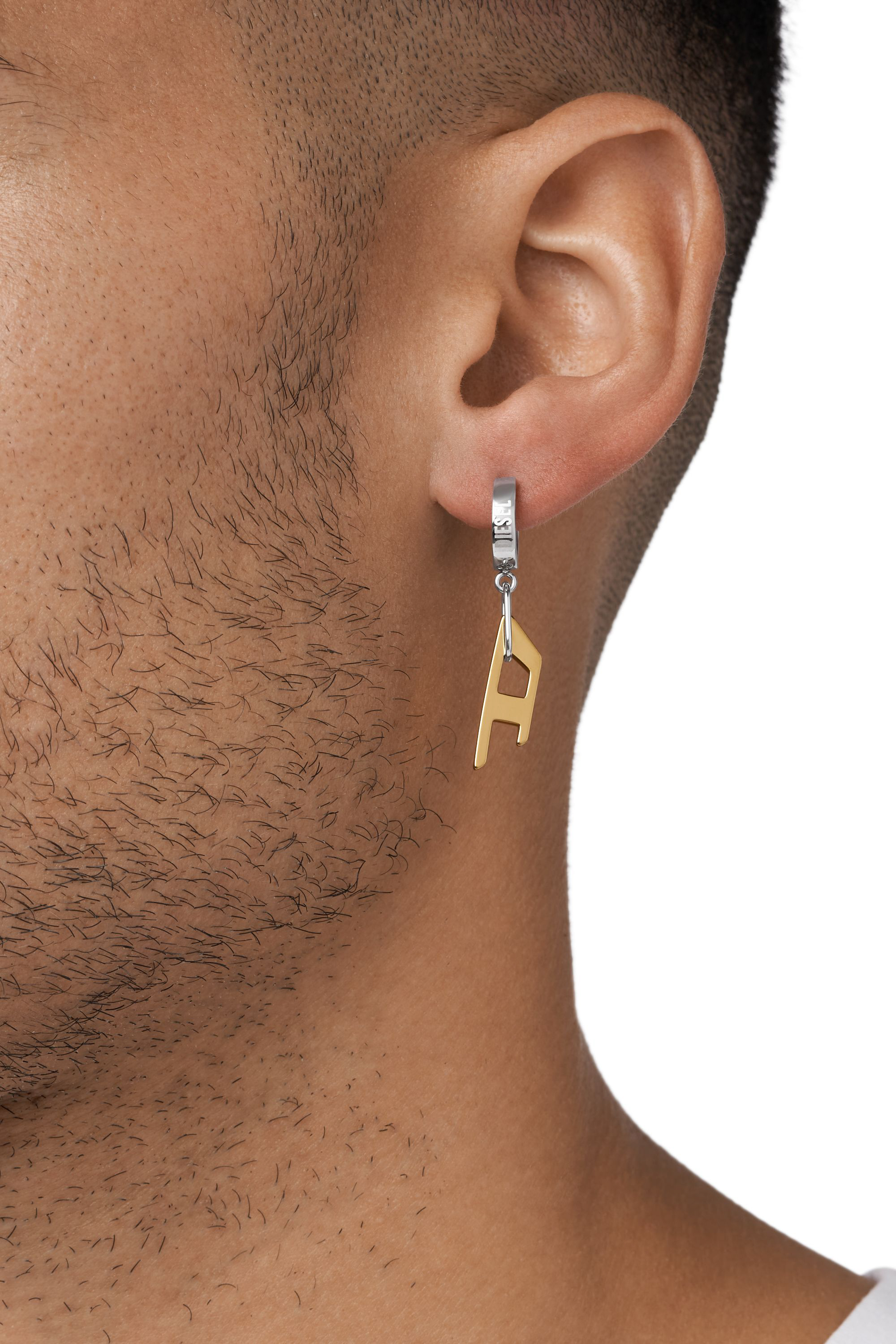 Diesel - DX1419, Unisex's Two-Tone Stainless Steel single hoop earring in Gold - 3