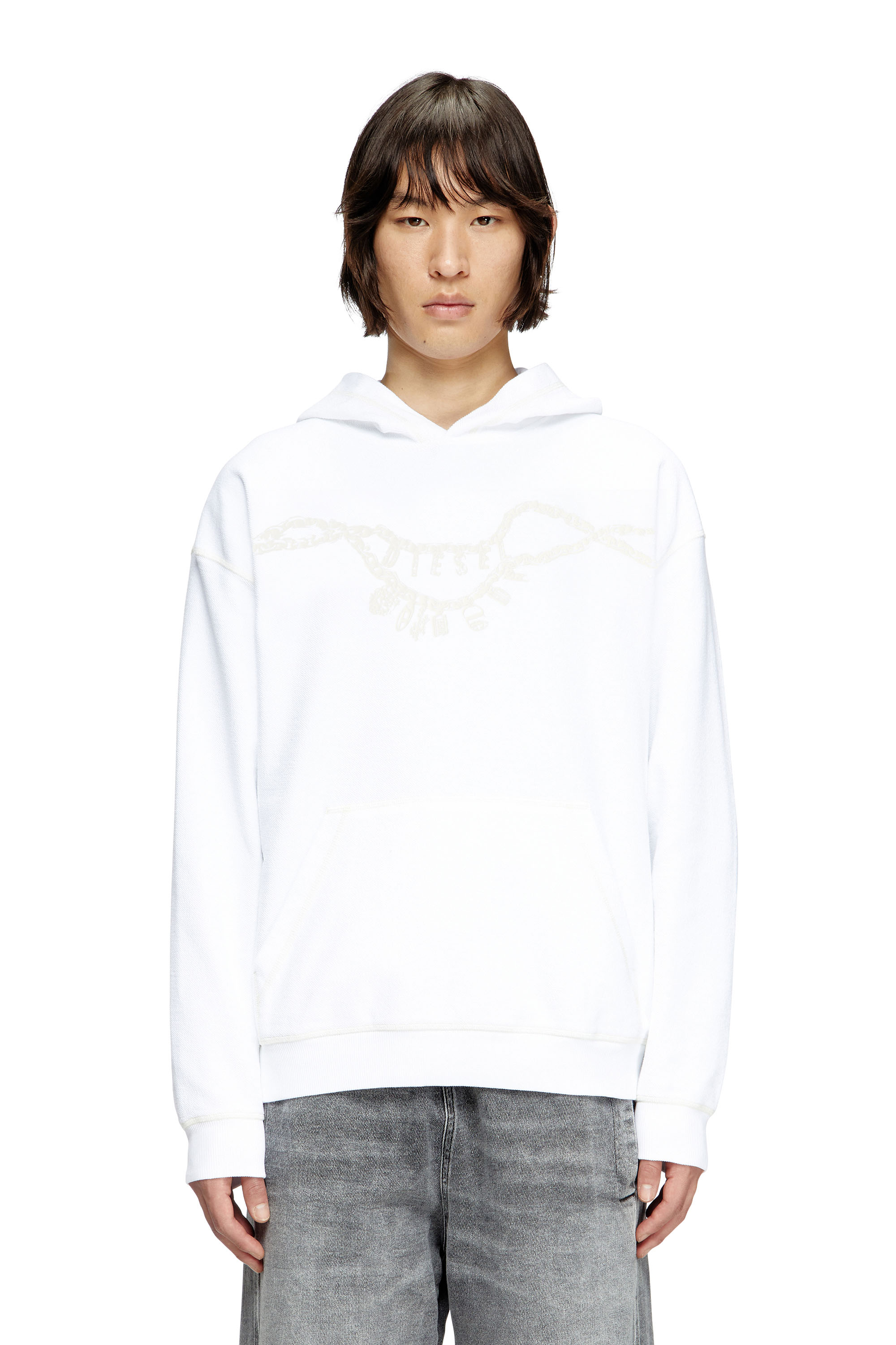 Diesel - S-BOXT-HOOD-HOSHI, Unisex's Hoodie with charm necklace print in White - 2