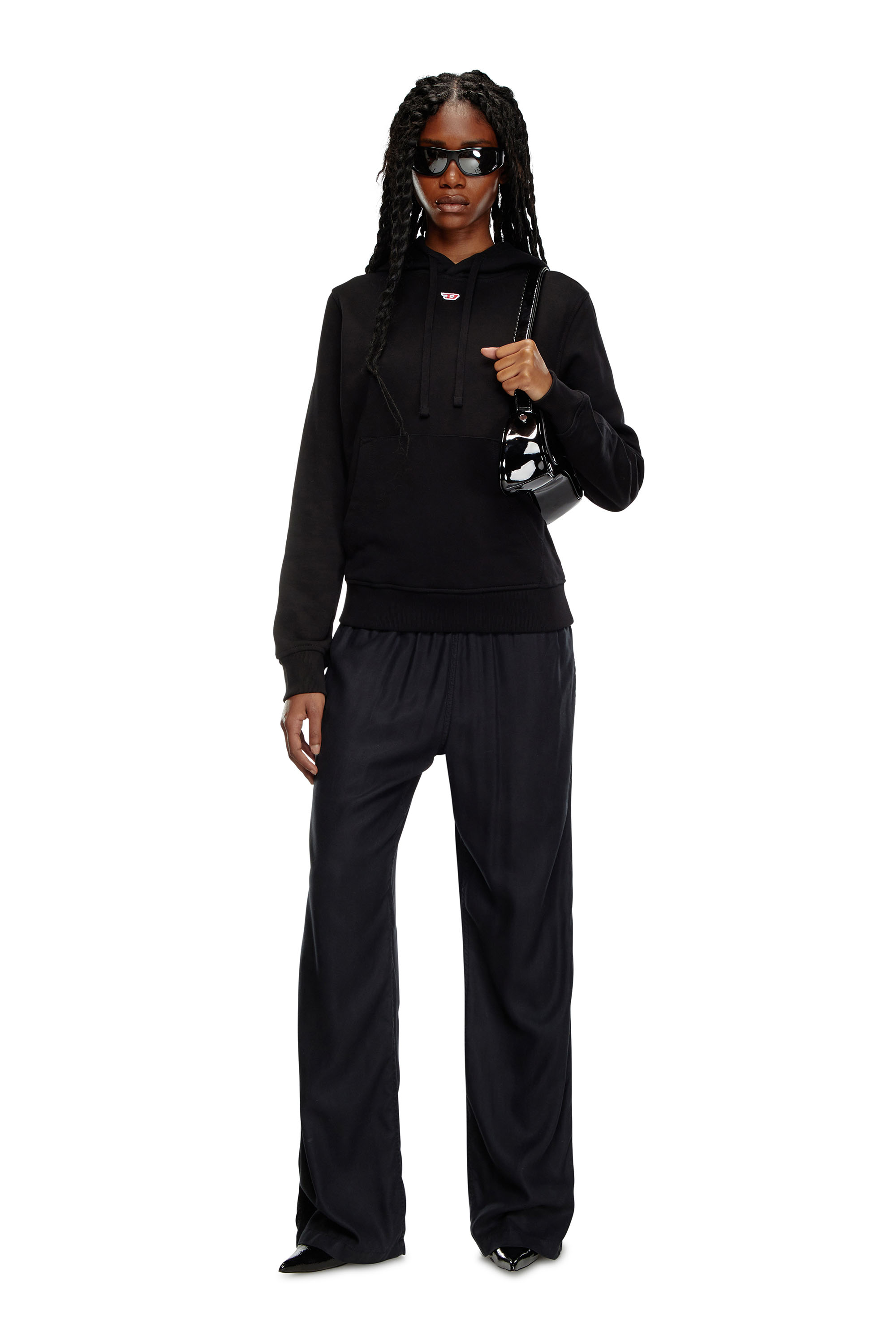 Diesel - S-GINN-HOOD-D, Woman's Hoodie with embroidered D patch in Black - 2