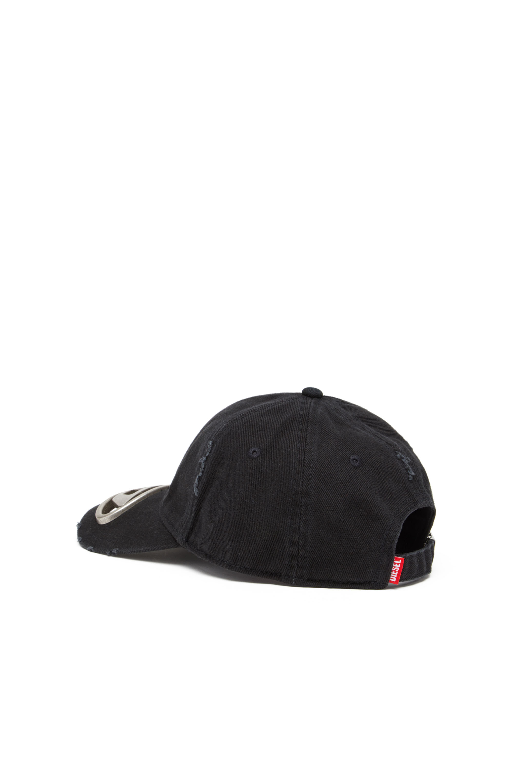 Diesel - C-BEAST-A1, Man's Baseball cap with metal Oval D plaque in Black - 3