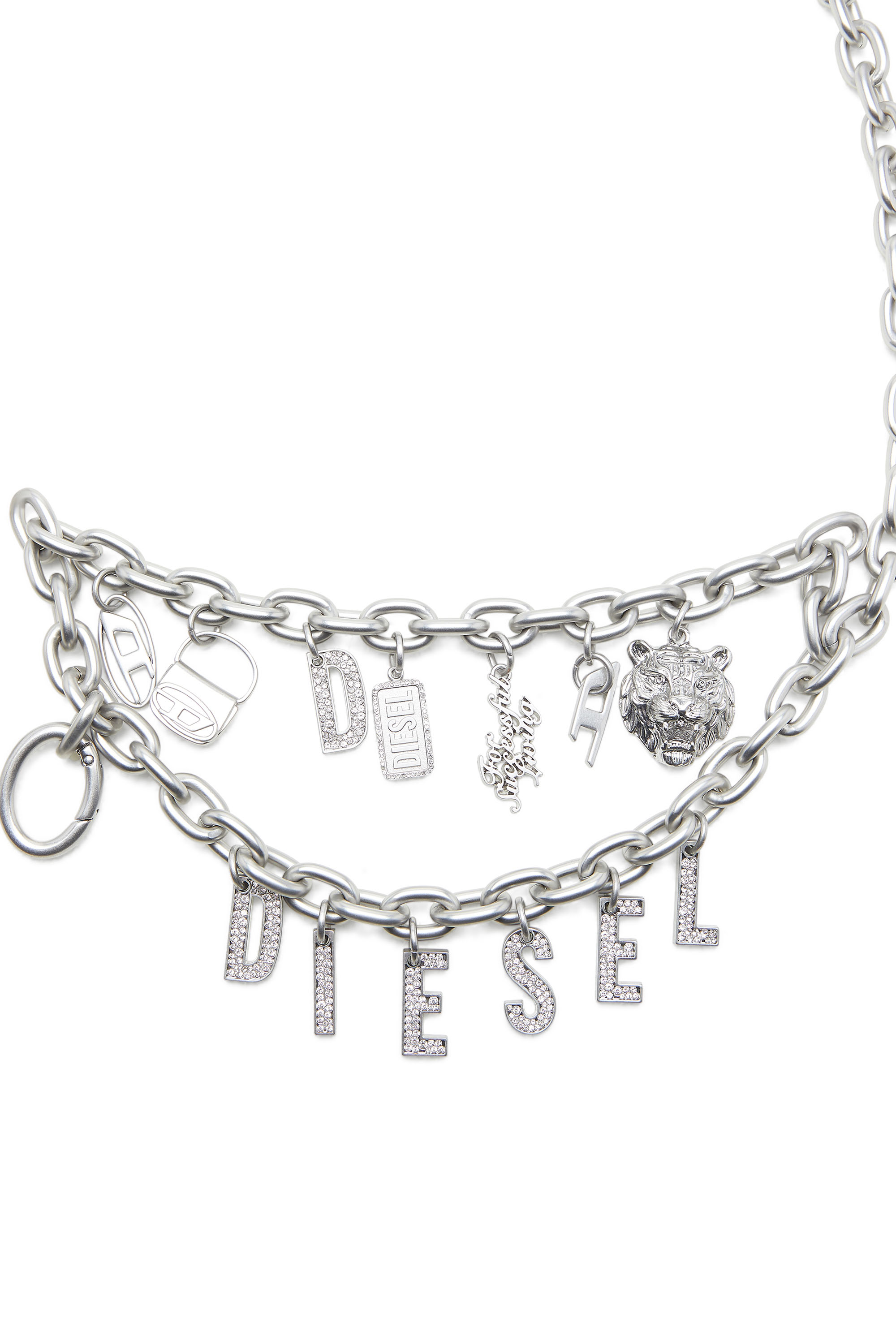 Diesel - HOSHI B-MULTICHARM CHAIN, Unisex's Multi-charm chain belt in Silver - 2