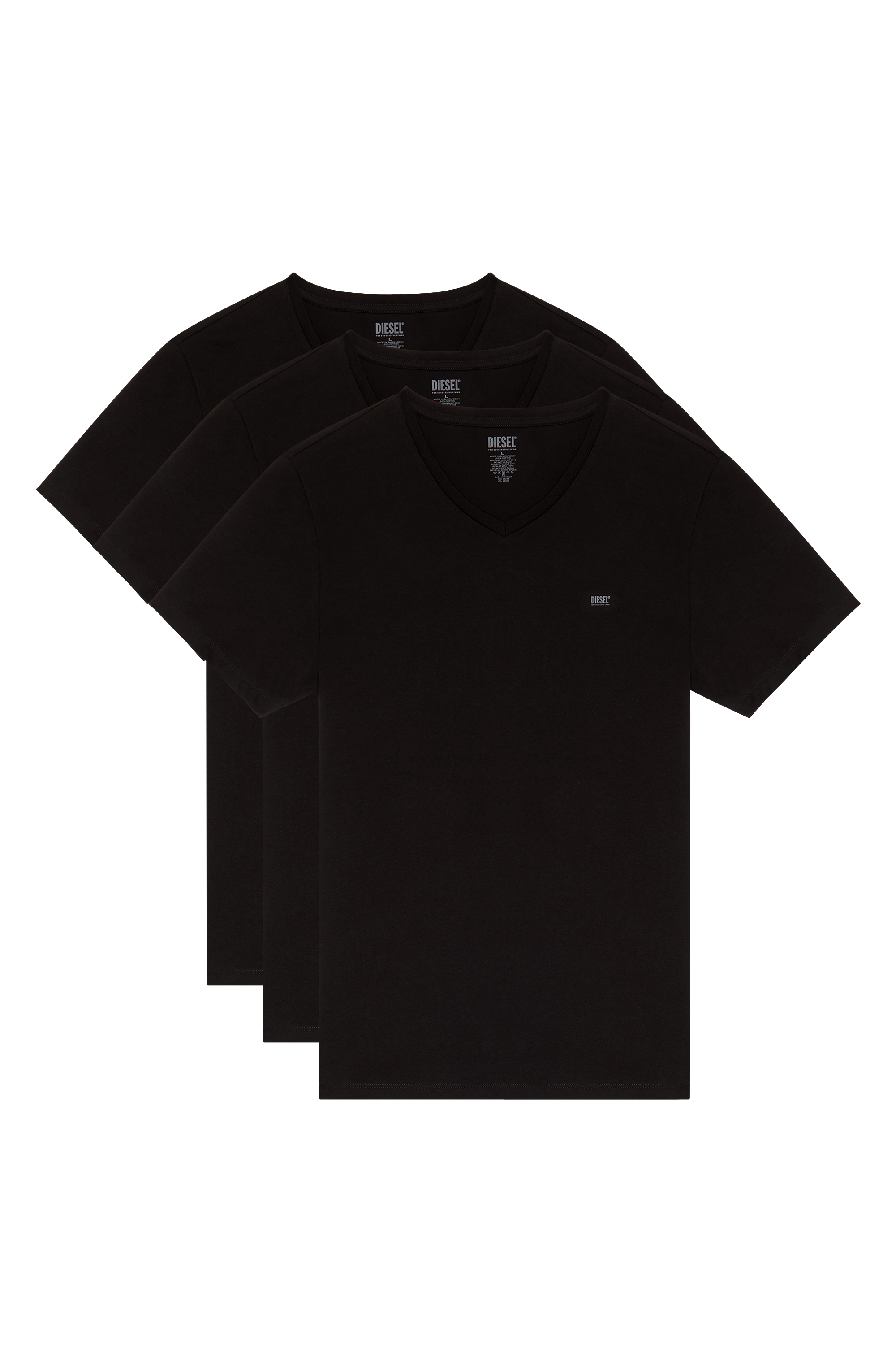Diesel - UMTEE-MICHAEL3PACK, Man's Three-pack of V-neck T-shirts in Black - 1