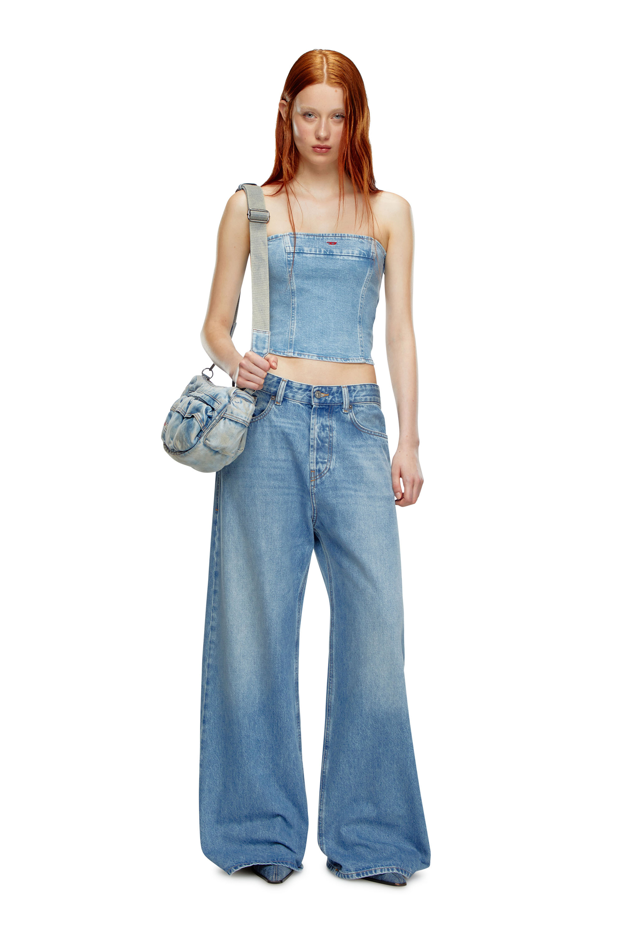 Diesel - DE-VILLE, Woman's Tube top in stretch denim in Light Blue - 2