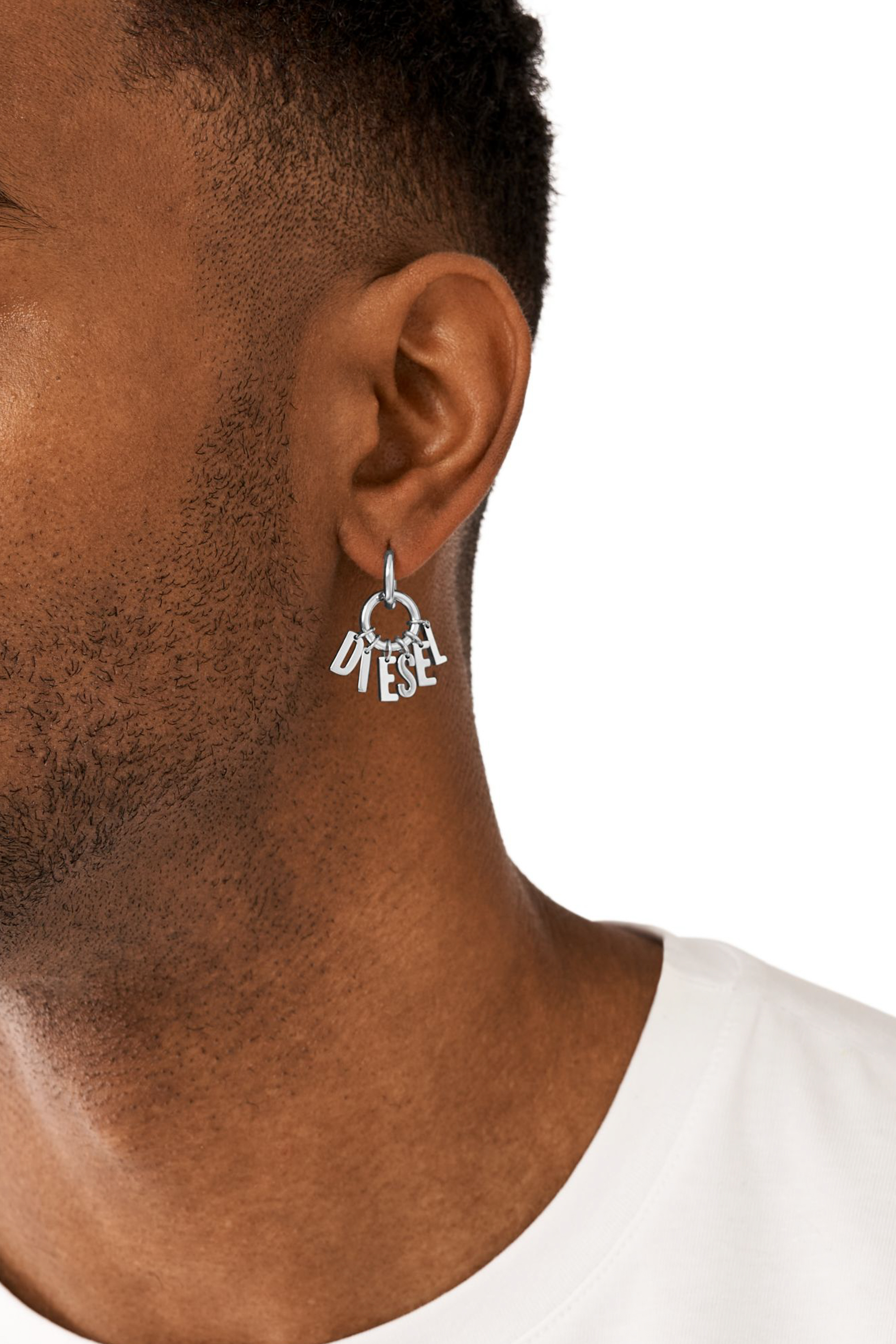 Diesel - DX1492, Unisex's Stainless steel hoop earring in Silver - 3