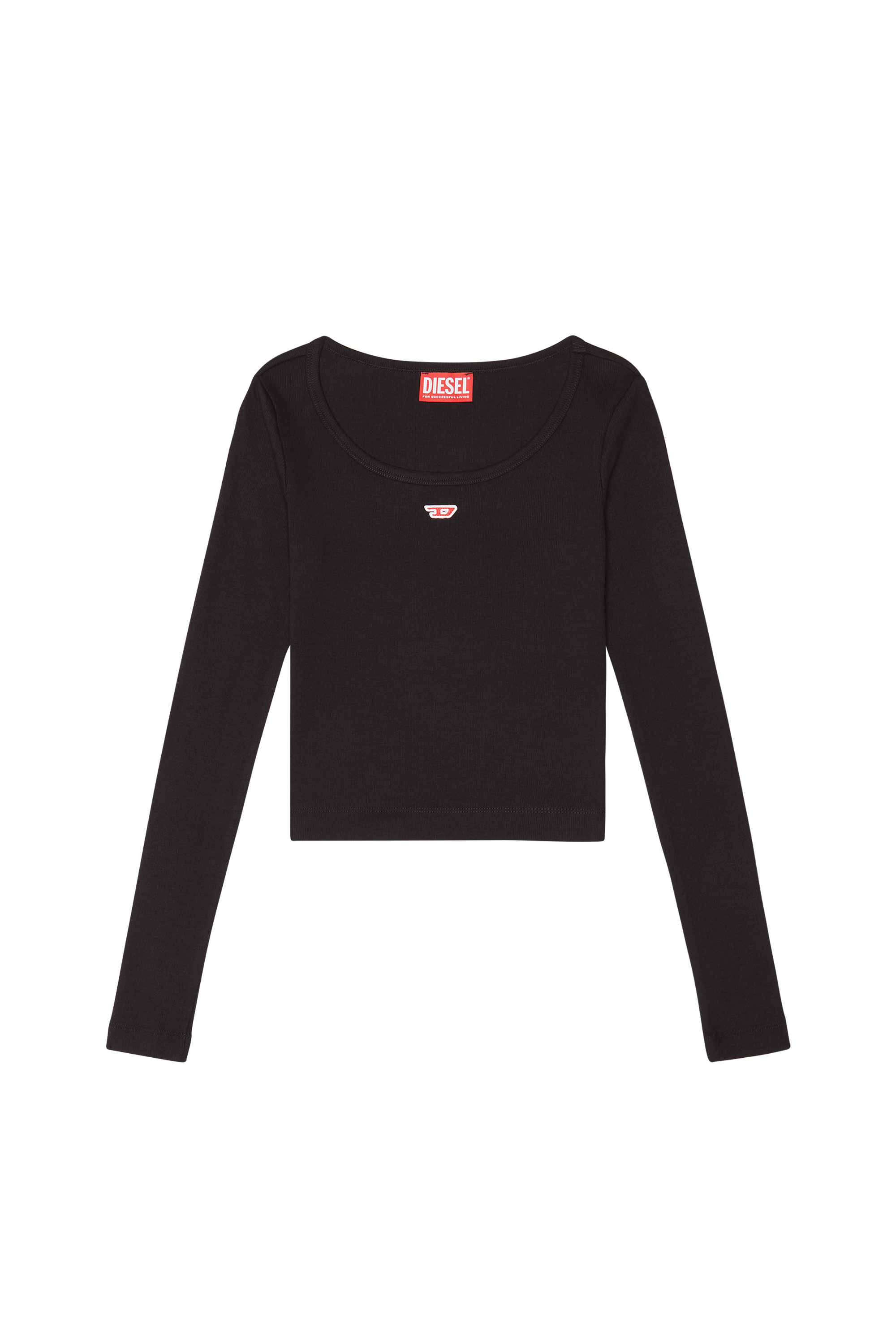 Diesel - T-BALLET-D, Woman's Long-sleeve top with embroidered D patch in Black - 3