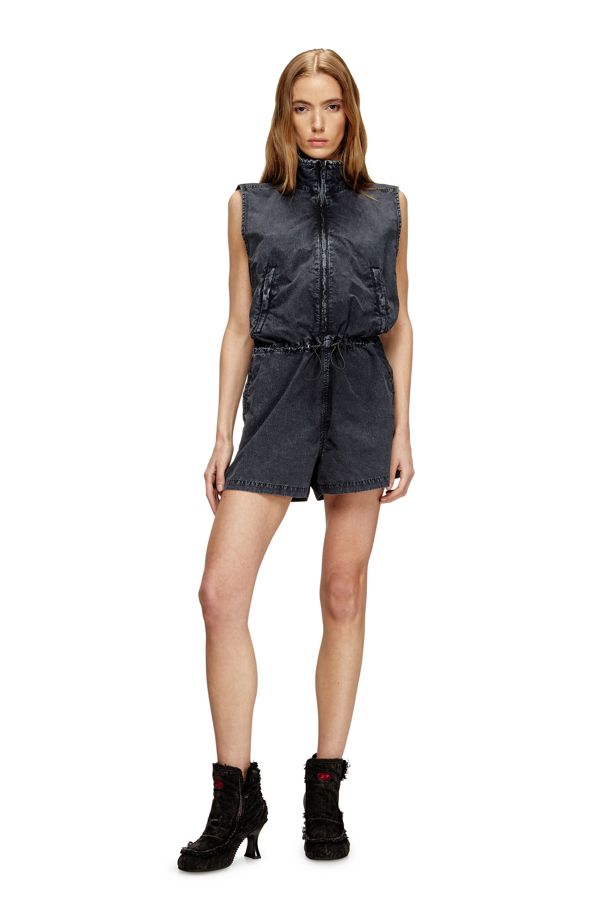 Diesel - J-ANNET, Woman's Playsuit in treated nylon in Dark Blue - 2