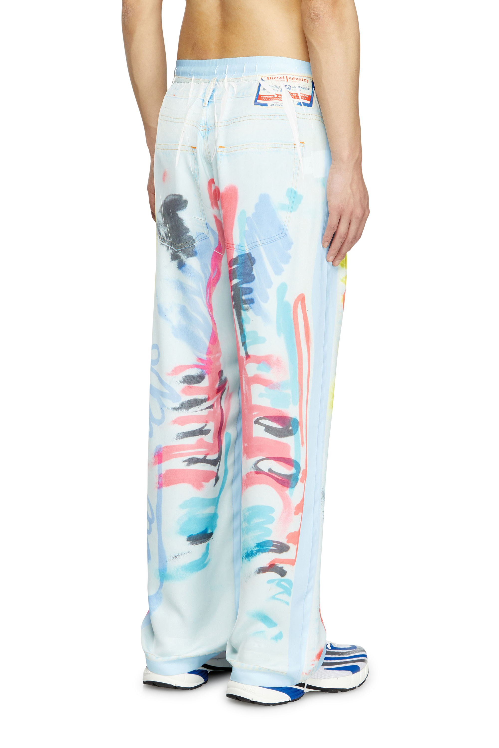 Diesel - P-AFTER-GRAFFITI-AFR, Unisex's Relaxed pant with graffiti print in Blue/White - 4