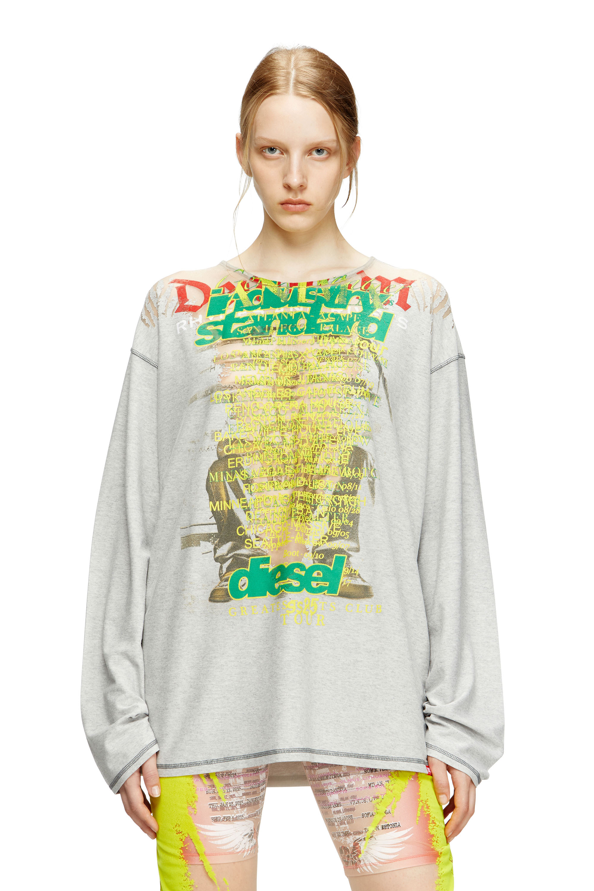 Diesel - T-JERRY-B, Unisex's Long-sleeve T-shirt with lyrics print in Grey - 6