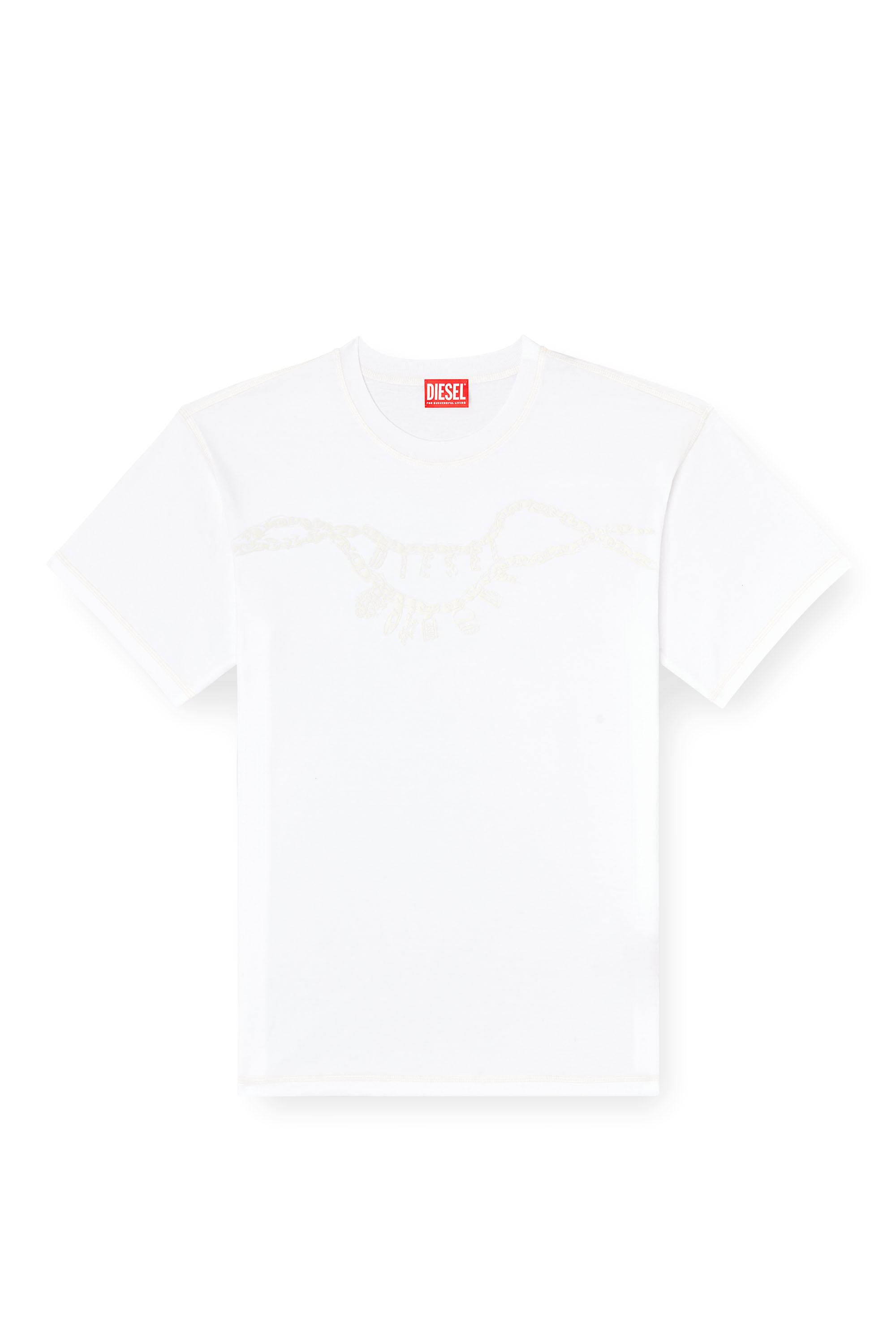 Diesel - T-NORM-HOSHI, Unisex's T-shirt with charm necklace print in White - 3
