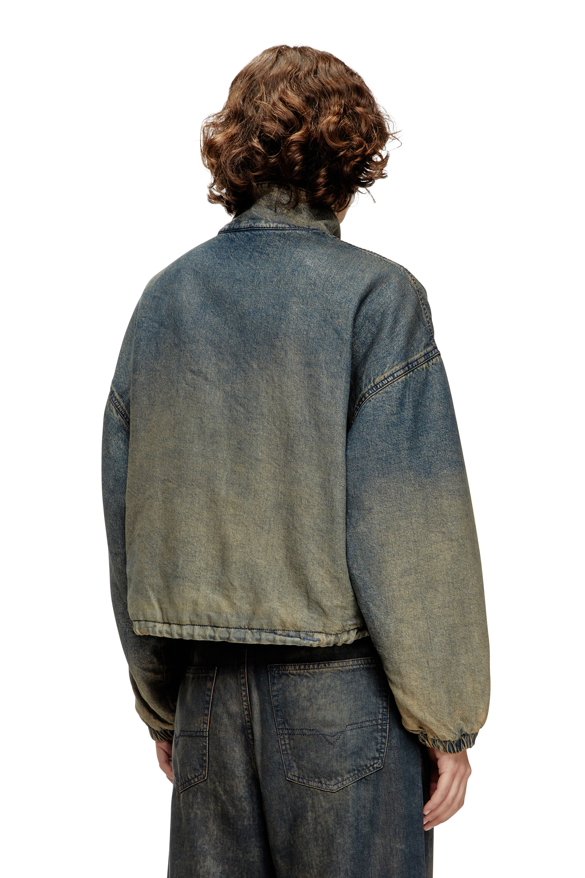 Diesel - DE-FLOWER-S, Woman's Zipped jacket in fluid shaded denim in Medium blue - 5