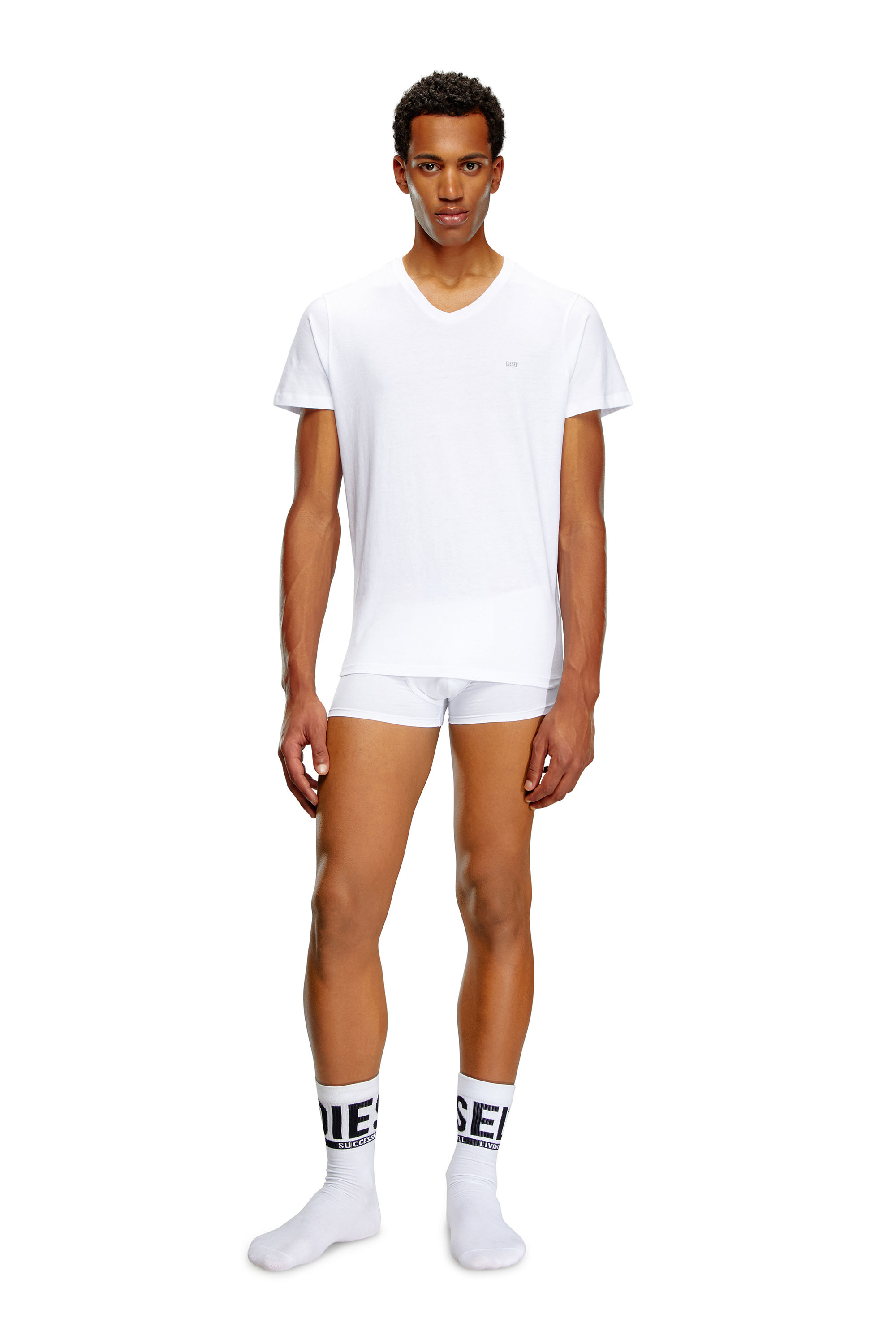 Diesel - UMTEE-MICHAEL3PACK, Man's Three-pack of V-neck T-shirts in White - 3