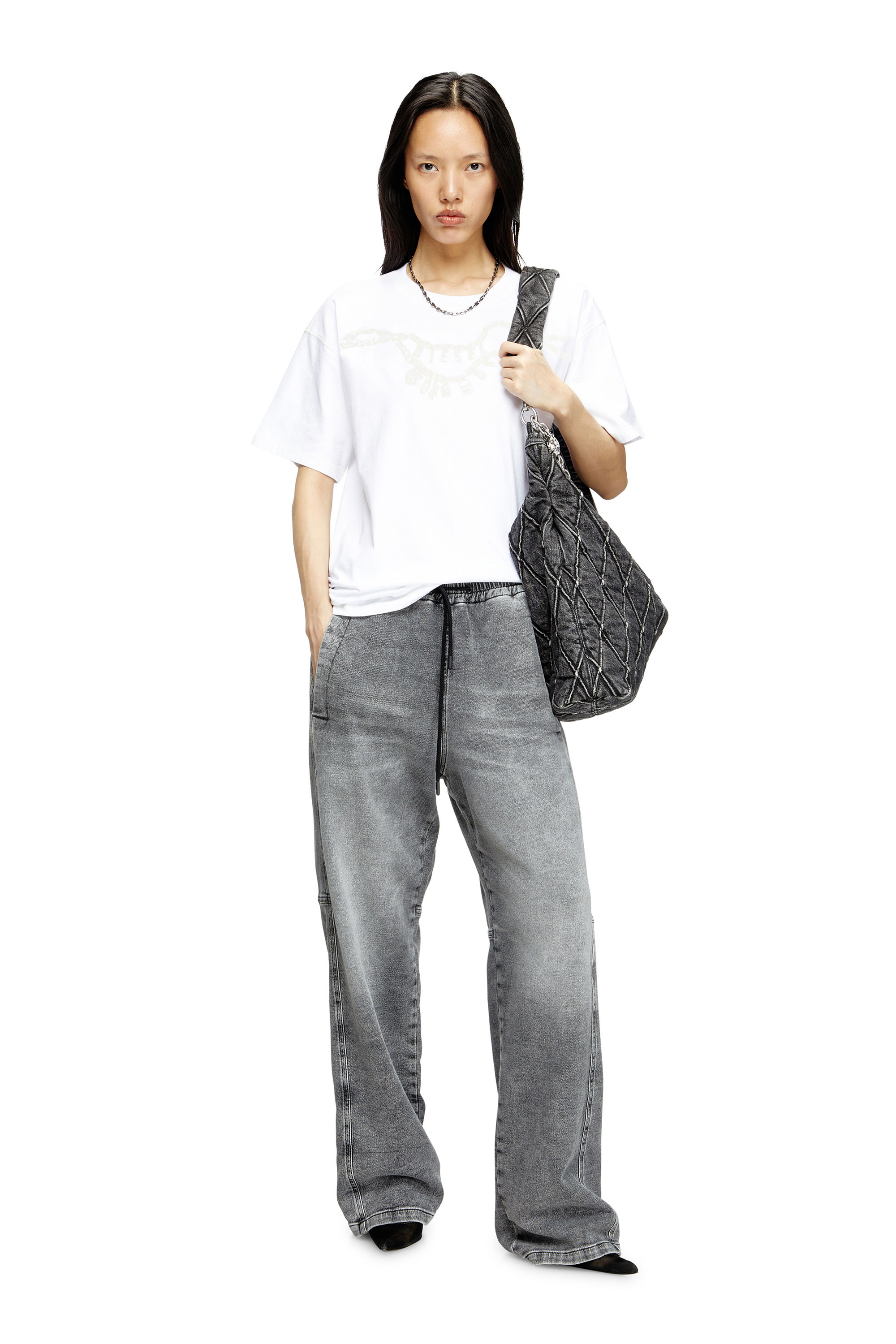 Diesel - T-NORM-HOSHI, Unisex's T-shirt with charm necklace print in White - 6